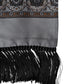 Gray Patterned Fringes Neck Foulard Scarf