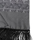Gray Patterned Fringes Neck Foulard Scarf