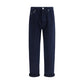 Blue Cotton Straight-Leg Jeans
