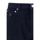 Blue Cotton Straight-Leg Jeans