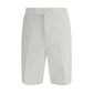 White Polyester Bermuda Shorts