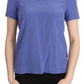 Silk Purple Short Sleeve Casual Top Blouse