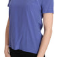 Silk Purple Short Sleeve Casual Top Blouse