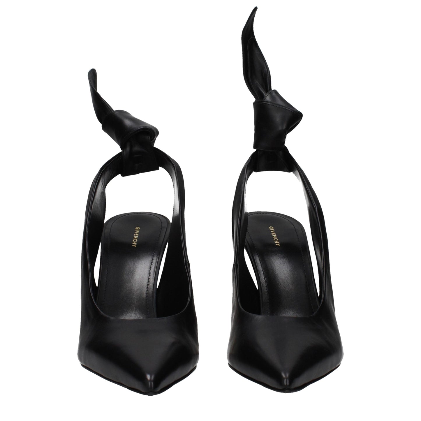 Black Leather High Heel Pumps