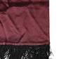 Maroon Silk Satin Fringes Neck Foulard Scarf