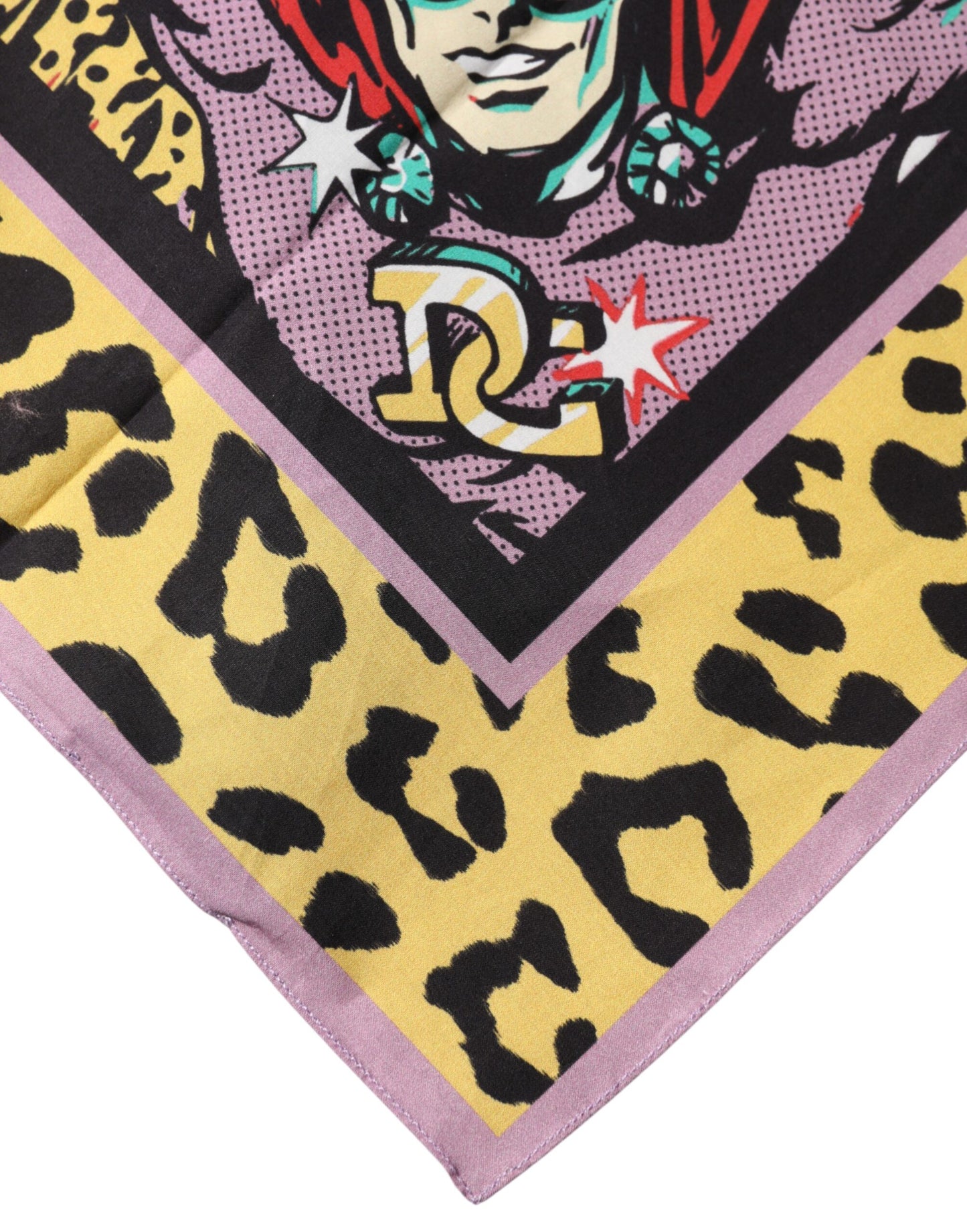 Multicolor Cartoon Square Foulard Scarf