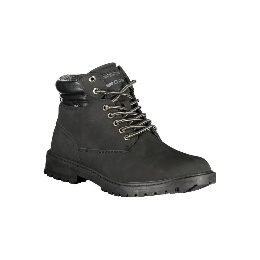 Black Polyurethane Men Ankle Boot