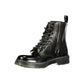 Black Polyurethane Men Ankle Boot