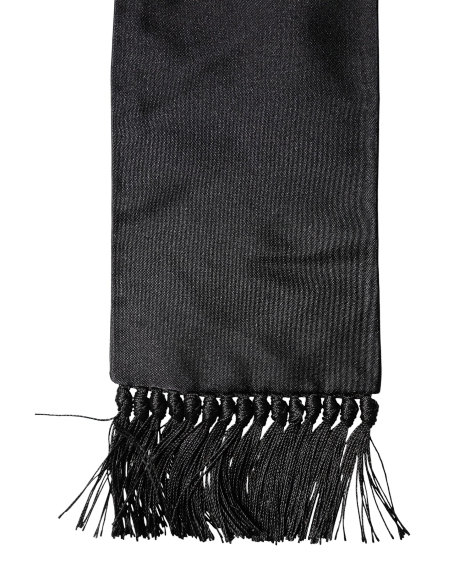 Black Silk Fringes Neck Wrap Foulard Scarf