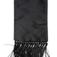 Black Silk Fringes Neck Wrap Foulard Scarf