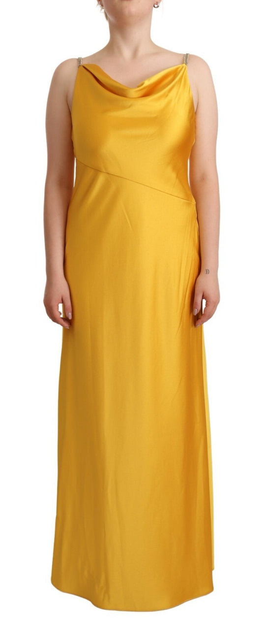 Yellow Sheath Sleeveless Long Gown Women Dress