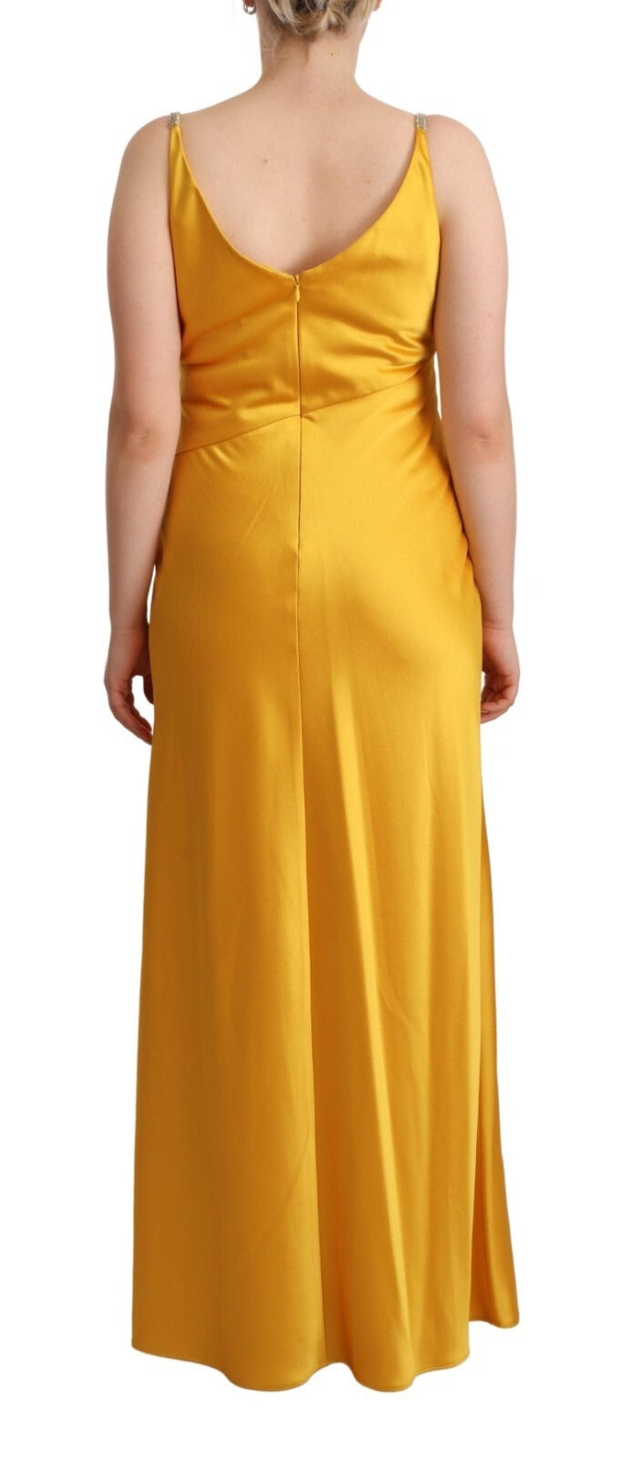 Yellow Sheath Sleeveless Long Gown Women Dress