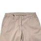 Beige Cotton Stretch Straight Mid Waist Trouser Pants