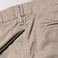 Beige Cotton Stretch Straight Mid Waist Trouser Pants