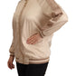 Bomber Full Zip Beige Long Sleeves Polyester Jacket