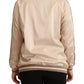 Bomber Full Zip Beige Long Sleeves Polyester Jacket