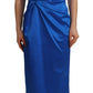 Acetate Royal Blue Roundneck Sleeveless Sheath Midi Dress