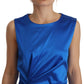Acetate Royal Blue Roundneck Sleeveless Sheath Midi Dress