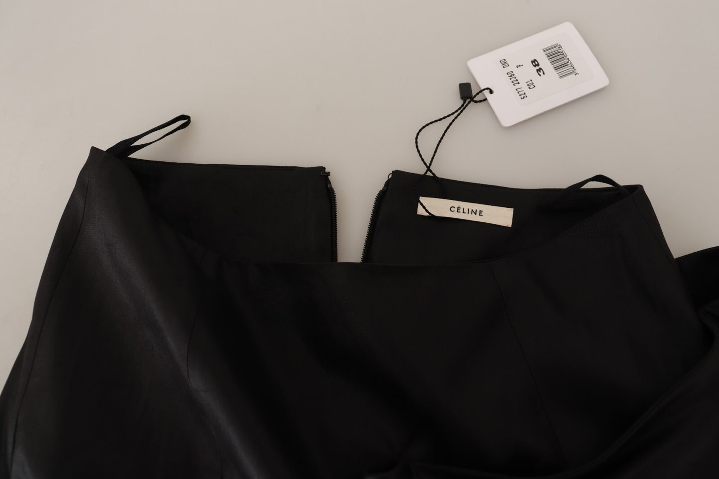 Acetate Black High Waist Wrap Style Asymmetric Skirt