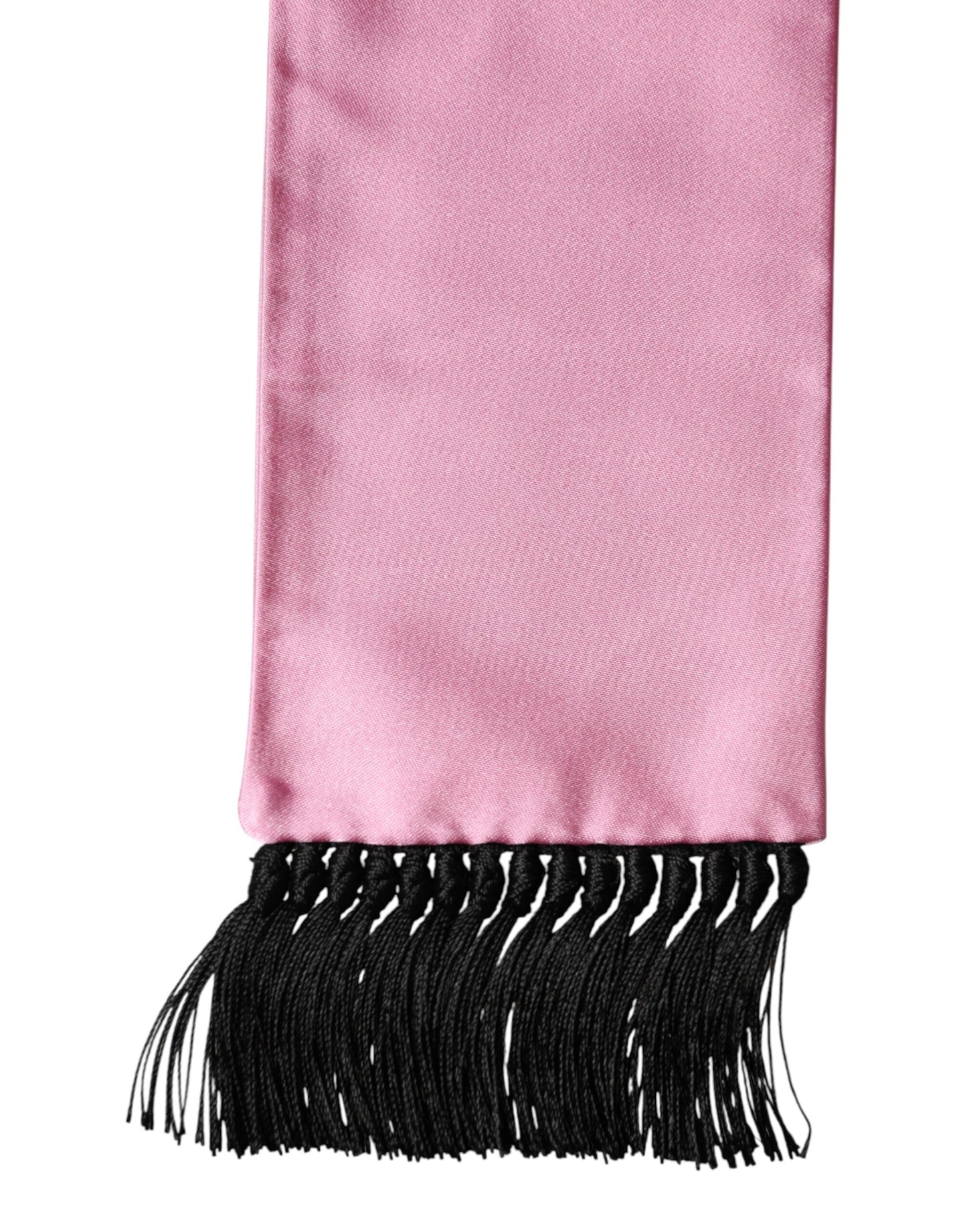 Pink Silk Fringes Neck Wrap Foulard Scarf