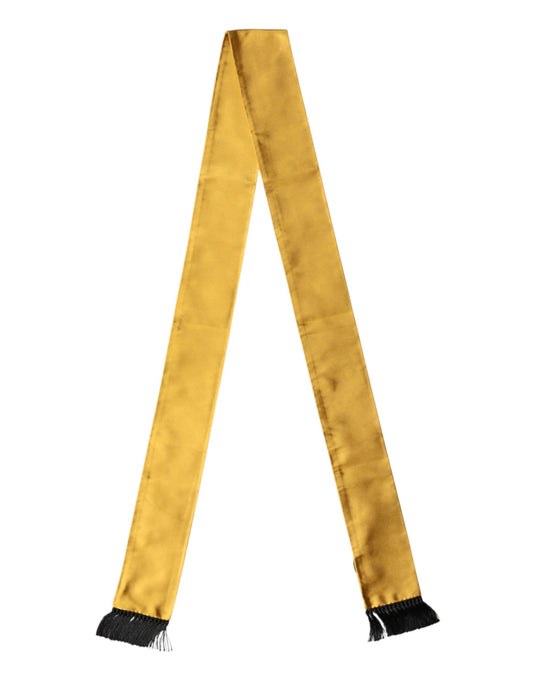 Yellow Silk Fringes Neck Wrap Foulard Scarf