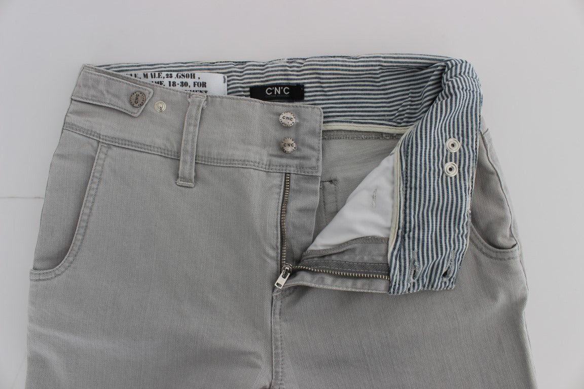 Pants Gray Cotton Blend Super Slim Fit Jeans