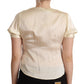 Blouse Off White Silk Short Sleeves V-neck Top