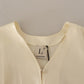 Blouse Off White Silk Short Sleeves V-neck Top