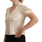Blouse Off White Silk Short Sleeves V-neck Top