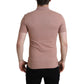 Pink Collared Short Sleeve Crown Men Polo T-shirt
