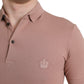 Pink Collared Short Sleeve Crown Men Polo T-shirt