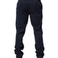Dark Blue Mid Waist Skinny Chino Trouser Pants