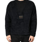 Black Cotton V-Neck Men Sweatshirt Sweater