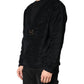 Black Cotton V-Neck Men Sweatshirt Sweater