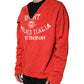 Red Distressed Cotton V-Neck Sweatshirt Men  Sweater