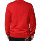 Red Logo Cotton Crew Neck Sweatshirt Sweater