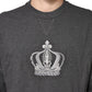 Gray Crown Crew Neck Men Sweatshirt Sweater