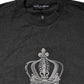Gray Crown Crew Neck Men Sweatshirt Sweater