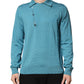 Teal Wool Collared Polo Pullover Sweater