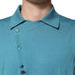 Teal Wool Collared Polo Pullover Sweater