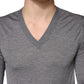 Gray Cashmere V-Neck Men Pullover Sweater