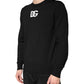 Black Wool DG Crew Neck Men Pullover Sweater