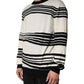 Black White Stripe CrewNeck Pullover Sweater
