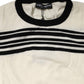 Black White Stripe CrewNeck Pullover Sweater