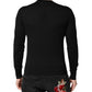 Black Crest Wool Crew Neck Pullover  Sweater