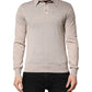 Beige Cashmere Collared PoloPullover  Sweater