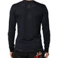 Dark Blue Cotton Henley Long Sleeves T-Shirt