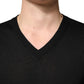 Black Cashmere V-Neck Men Pullover Sweater