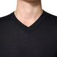 Black Cashmere V-Neck Men Pullover Sweater