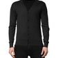 Black Cashmere Buttoned Men Cardigan Sweater